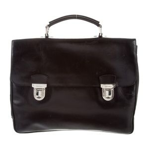 Prada Vitello Briefcase with silver-tone hardware